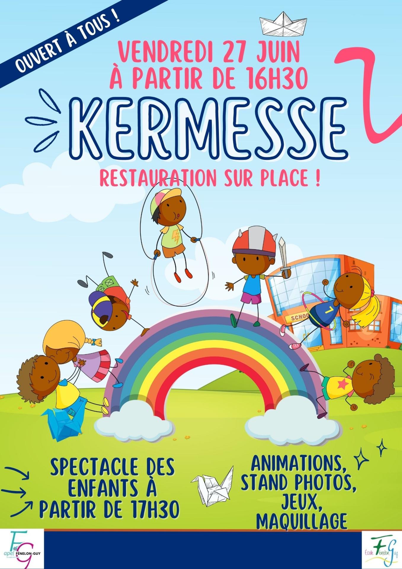 Affiche annonce evenement fete de l ecole kermesse colore festif moderne illustration amusant